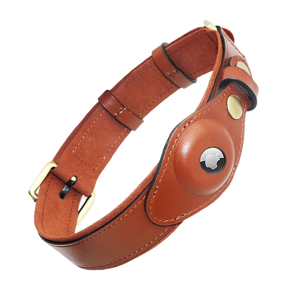 Wholesale 2022 Pet Accessories High Quality Genuine Leather GPS Tracker AirTag Dog Collar