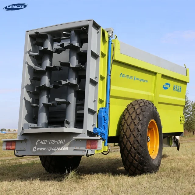 Pto Drive Farm  Manure Fertilizer Spreader Trailer With Rear Discharge DistributingCompost Organic Solid Muck
