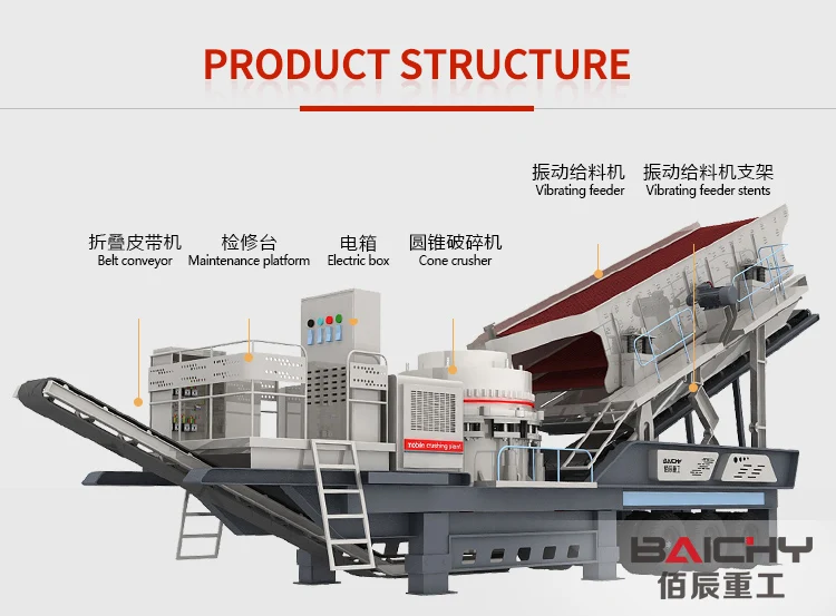 Wheel type mobile gold ore crusher machine price, mobile hydraulic stone cone crusher plant, construction waste crushing station