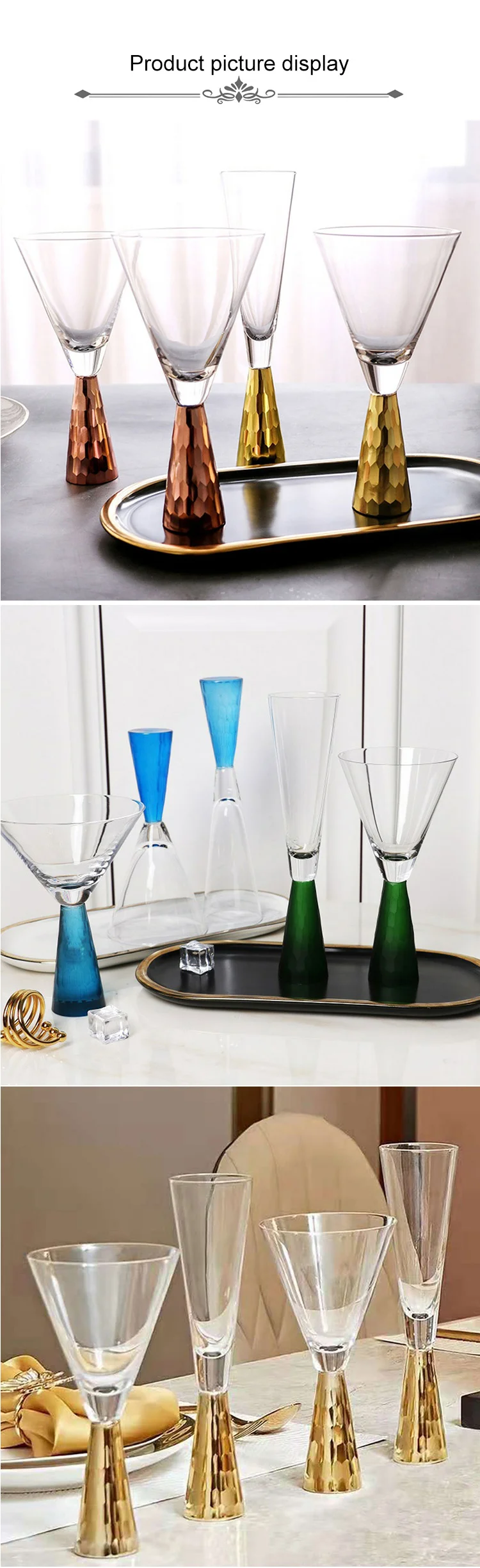 Amazon Best Selling thick stem colored Wine Glass