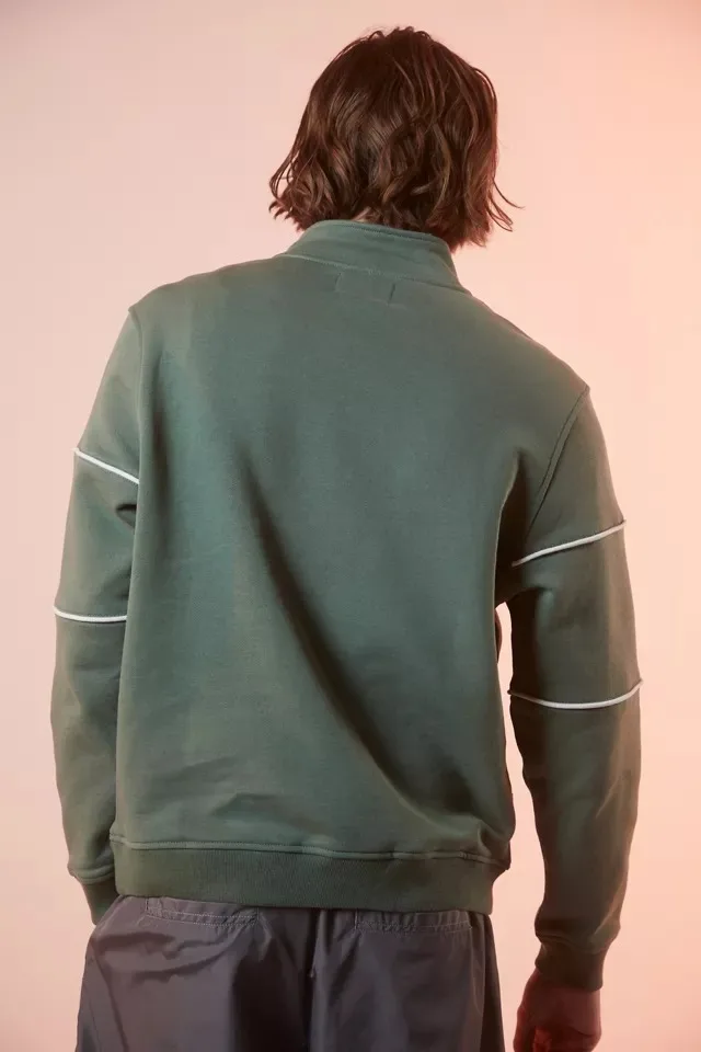 MGOO Winter embroidery logo Quarter Zip Sweatshirt Custom trim high neck jumper