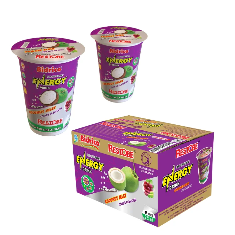 Bidrico Custom Logo Carbonated Energy Drink Water-Based with Sugar Additives Vietnam Manufacturer Box Packaging Halal Certified