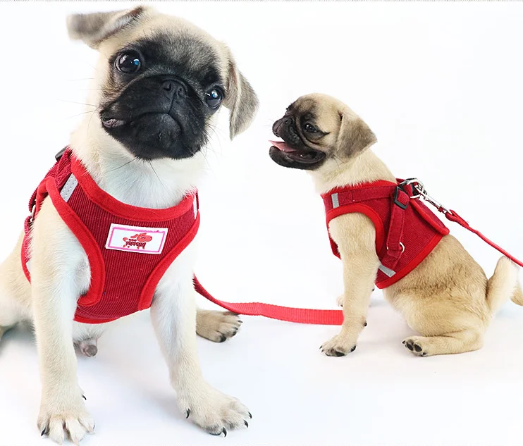 Wholesale Plush Corduroy Dog Vest Harness Leash Set Pet Adjustable Harness for Puppy Dogs