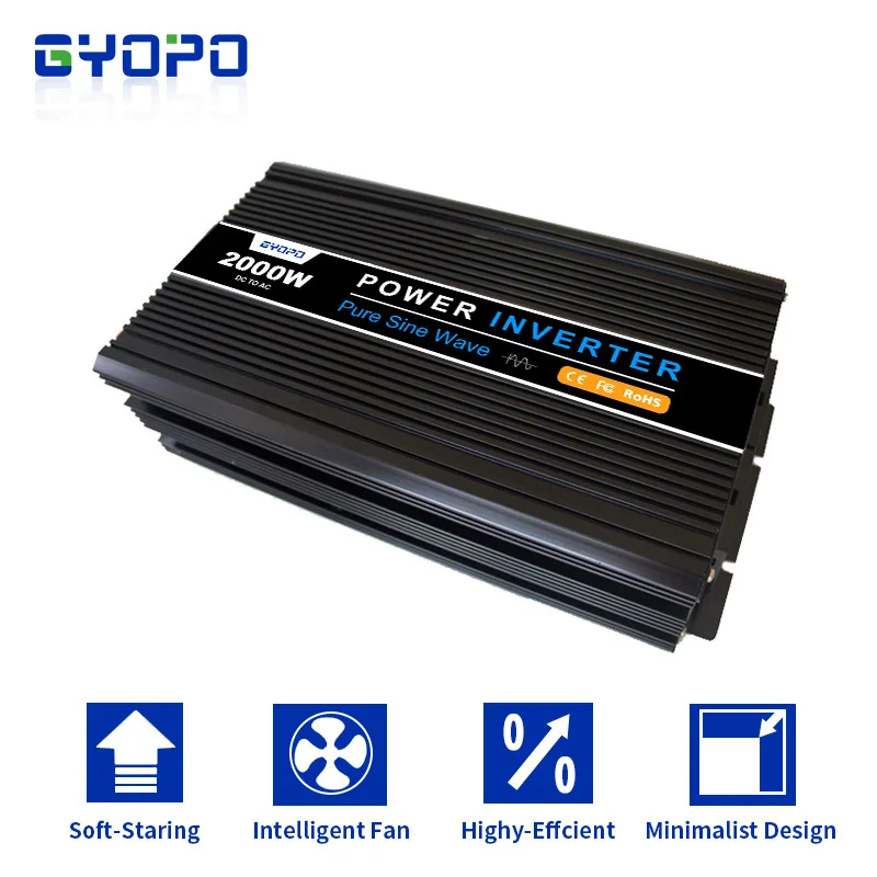 RV gyopo 2KW 12V 24V 36V 48V DC To 110V 120V 220V 230V AC off grid Wave Power Inverter For Car And Home