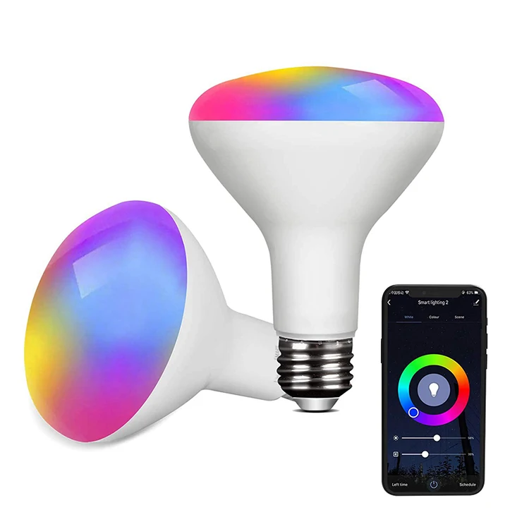 
9 Watt BR30 E26/E27 9W Colorful Lamp Tuya Auto Light Alexa Amazon Smart Wifi Color Bulb 