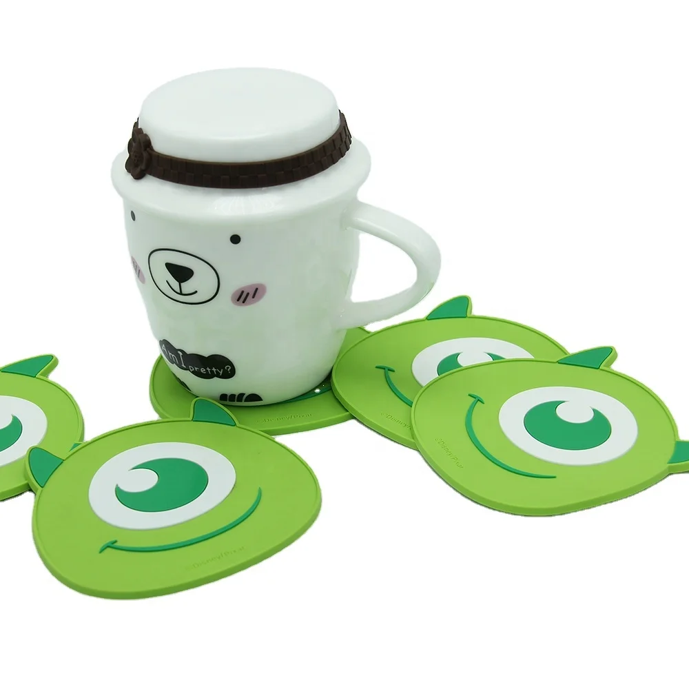 Eco-Friendly  cartoon Design Heat Resistant Cup Coaster Rubber Silicone Coater Soft Pvc Coaster Cup Mat Rubber Doily Cup Pad