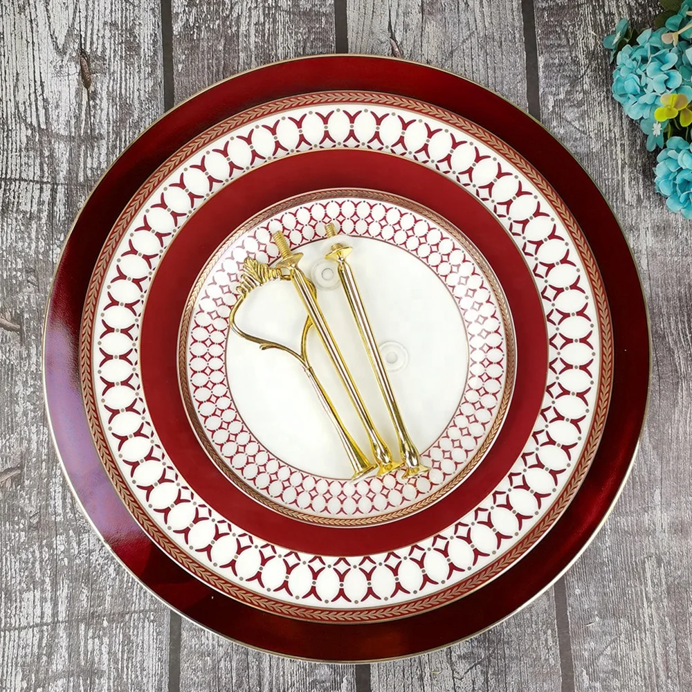 Wholesale decorative cake tools ceramic serving tray wedding bone china round 3 tier cake stand