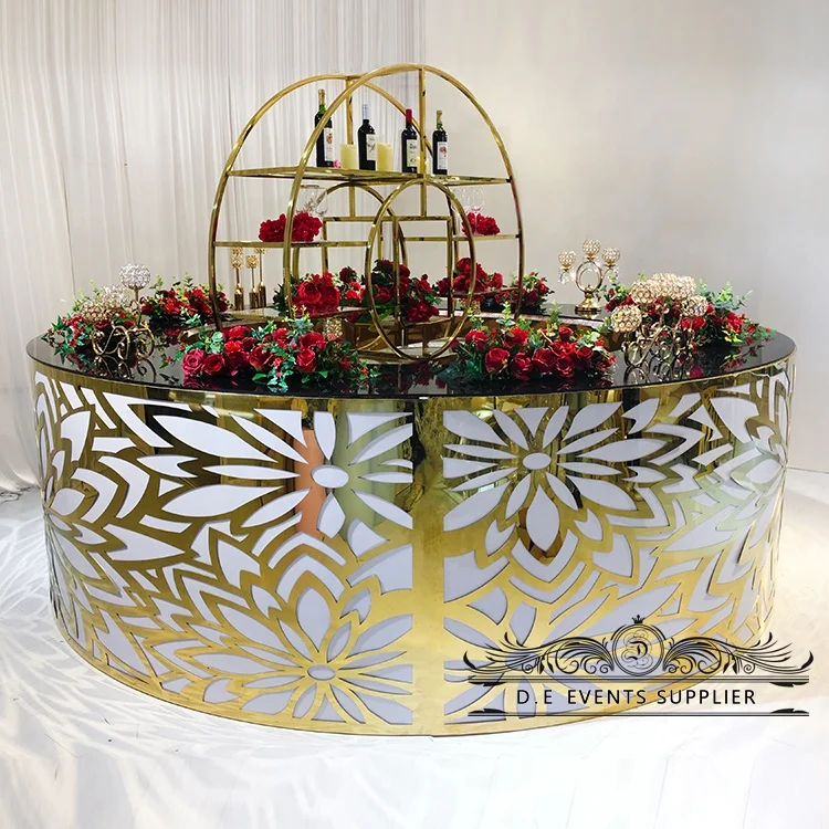 D.E Events led portable round metal outdoor party bars counter for wedding event
