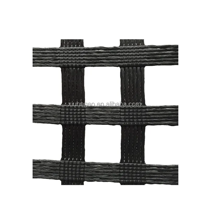 Geogrid Is Warp Knitted And Coated With PVC Reinforcement Of Subgrade  Geogrid High Strength Polyester Geogrid
