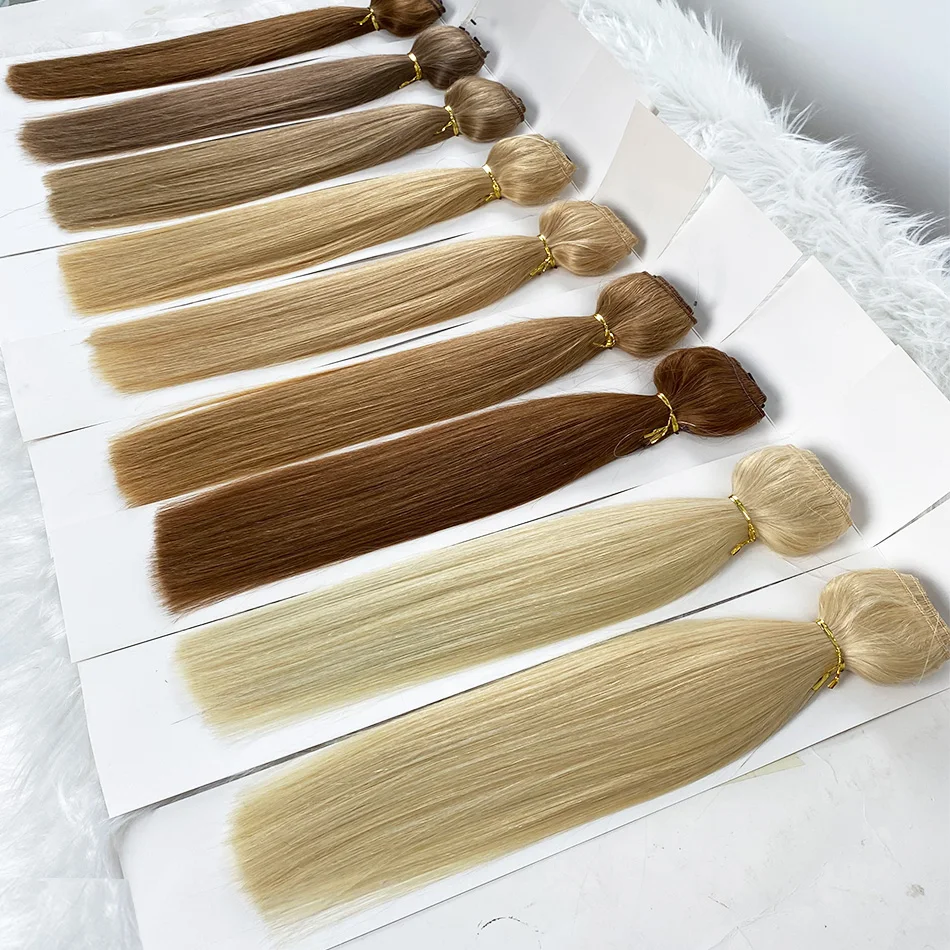 Wholesale Real Human Hair Extensions Balayage Hairpiece Chocolate Brown to Honey Blonde Wire Hair Extensions with Invisible Line