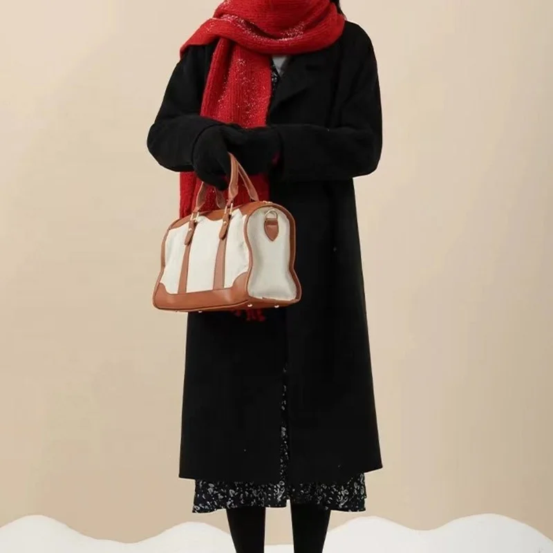 2024 New Winter Coat Elegant Warm Lapel V Neck Double Breasted Long Cashmere Wool Coat for Women