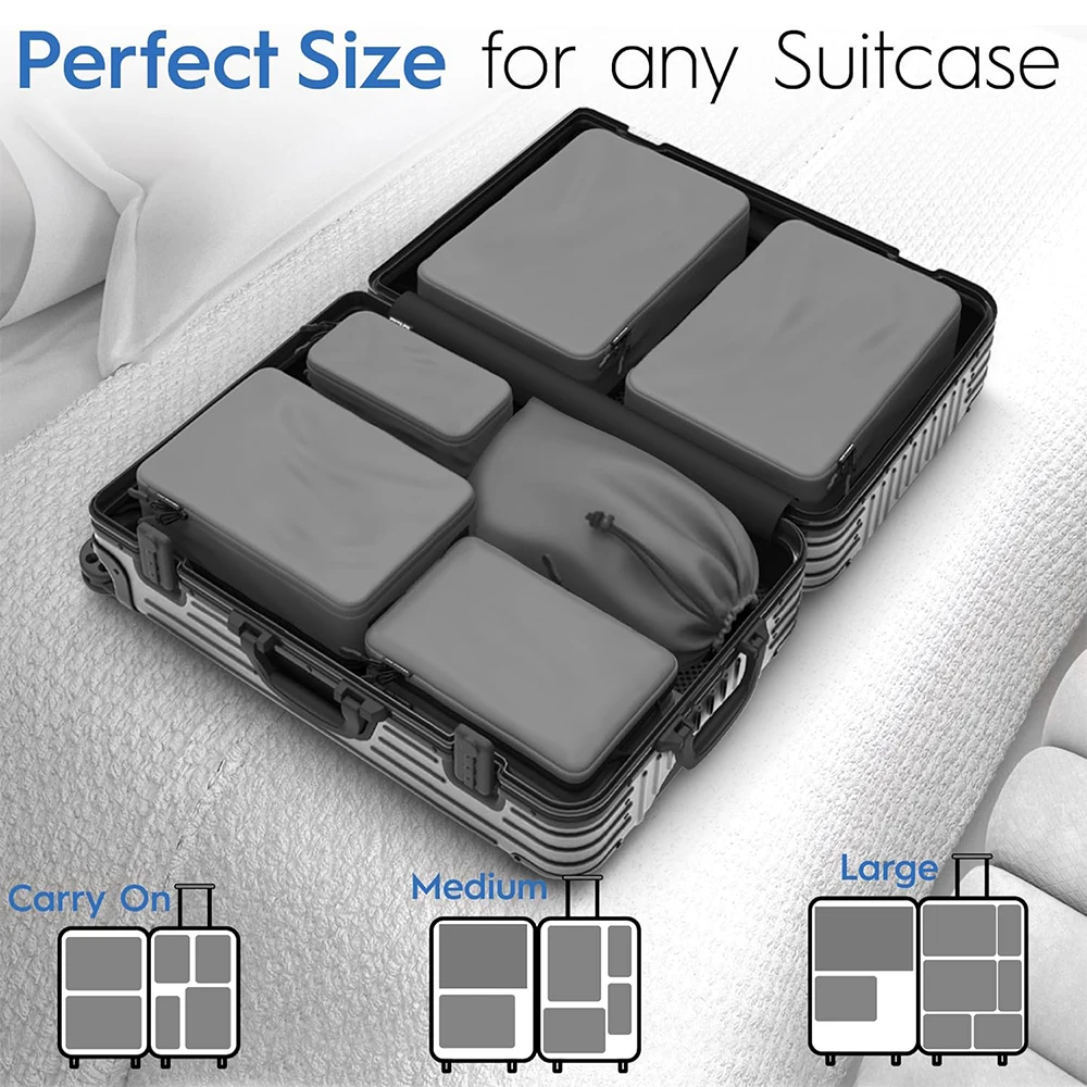 4-Piece Deluxe Compression Luggage Organizer Packing Cubes for Travel Maximize Space Large Capacity Design