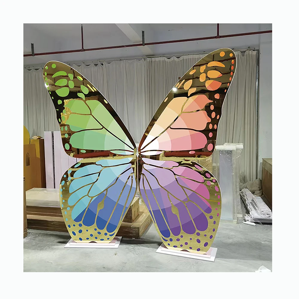 Latest Design Colorful Acrylic Butterfly Shape Backdrops Wedding Decoration Stage Party Supplies