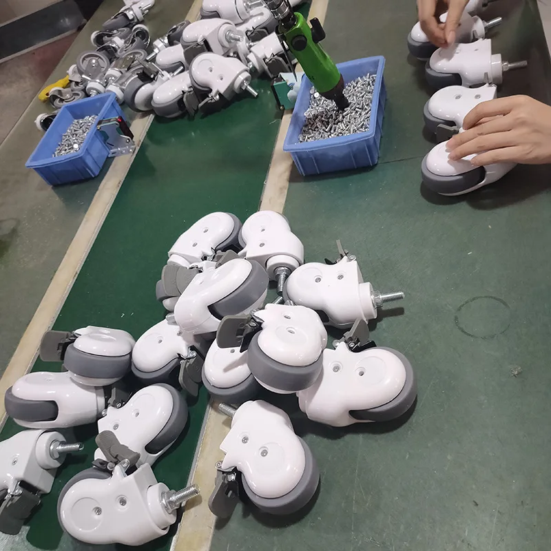 WBD tpr silent durable 125mm medical caster thread stem castors medical hilrom 305 bed wheels