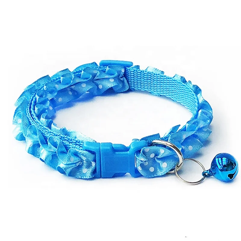 High Quality Lace Cute Dots Airtag Ring Braided Small Dog Collar Cat Neck Collars with Bell