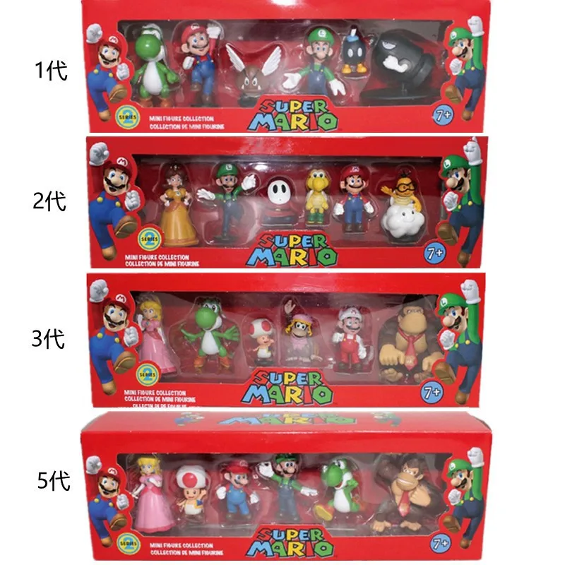 2.5 inch 8cm color box PVC Toy for Kids Gift Series Yoshi hongos Koopa Bowser Luigi figure mario toys