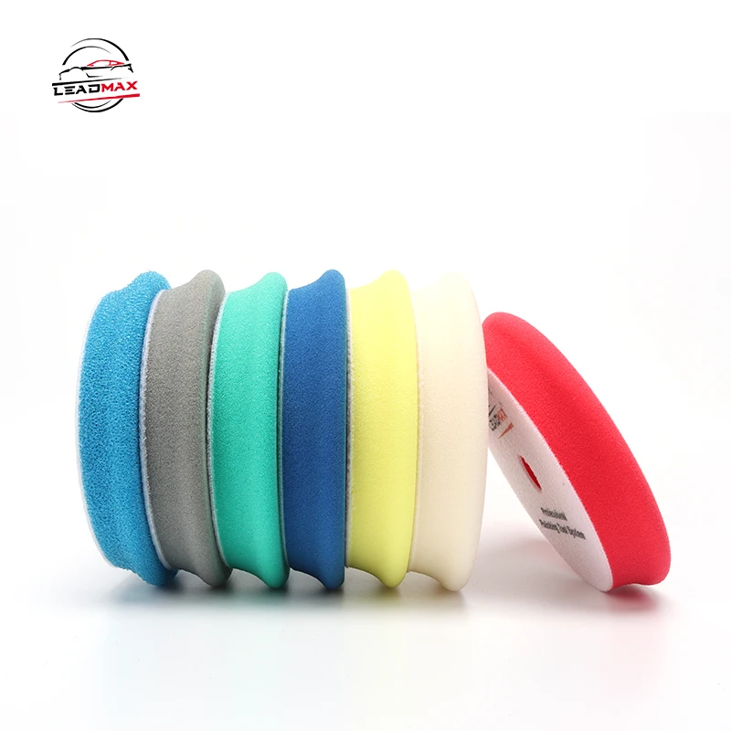 LEADMAX 5 inch Beveled Shape RO/DA Car Polish Pads With Round Hole Buffing Pads For Car Cr Care Car Detailing