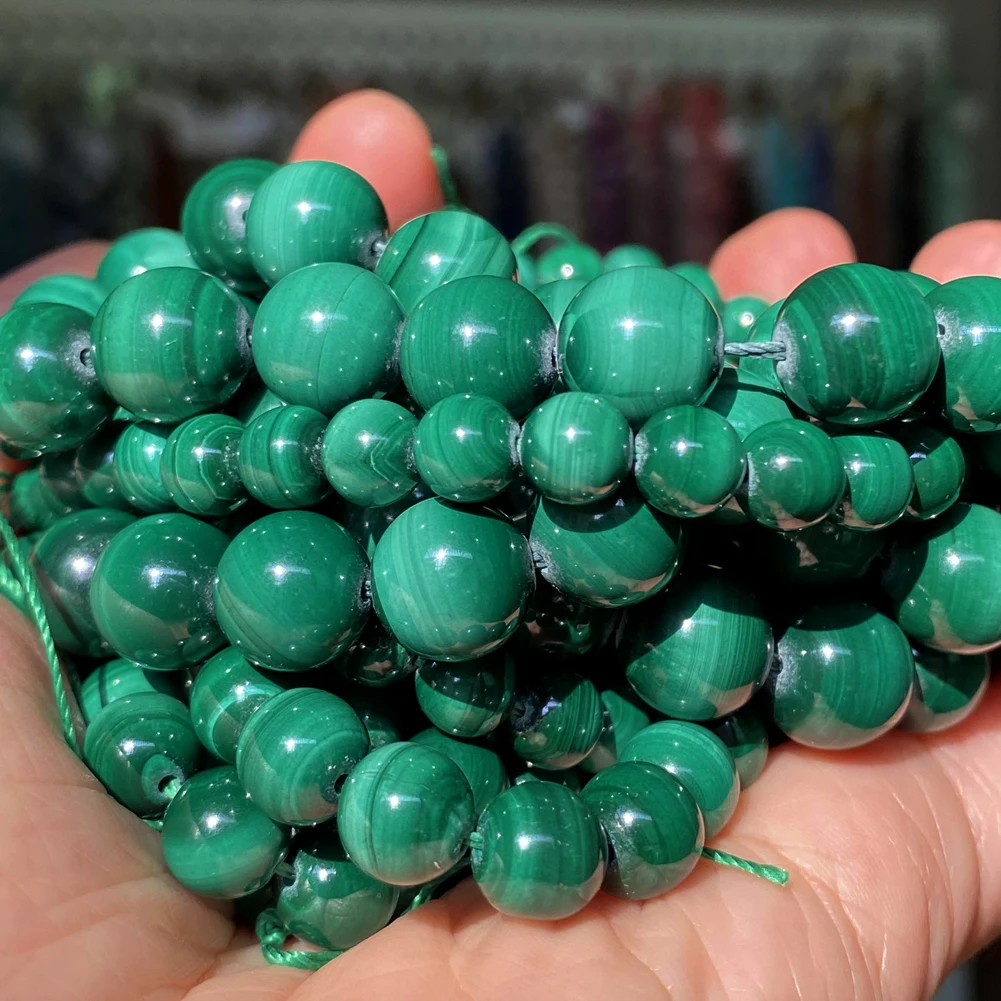Factory Price Natural Malachite Stone Spacer Loose Round Bead For Jewelry Making 6-10 MM DIY Bracelets Accessories Wholesale