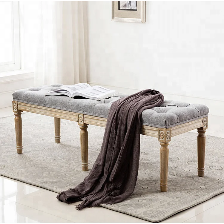 Home Stool Ottoman Upholstered Modern Bed Shoe Solid Wood Living Room Bedroom Seating coffee table Wooden Long Bench Chair