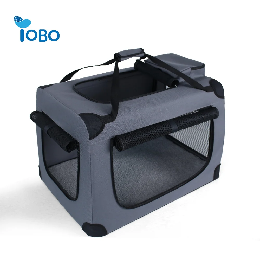 Factory wholesale Collapsible Steel Frame Pet Crate  3-door Durable Mesh Windows Zipper Soft Travel Kennel Cage Cats Dogs