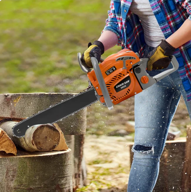 High Quality 50cc Gasoline Chainsaw 2kw Petrol 49.3cc 2 Stroke Heavy Engine CE Approved CS5060 Oregon Chain Wood Cutting New