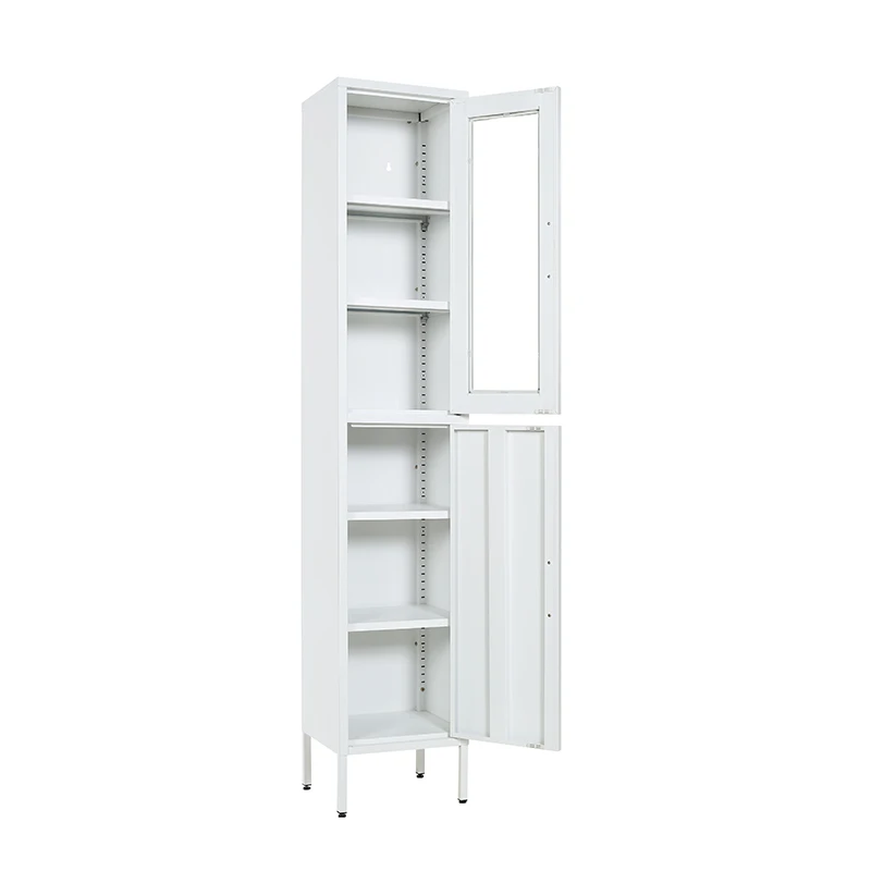 Wholesale Best Seller Adjustable Shelves with Glass and Metal Doors Storage Cabinet Glass Door Display Cabinet with Bottom Door
