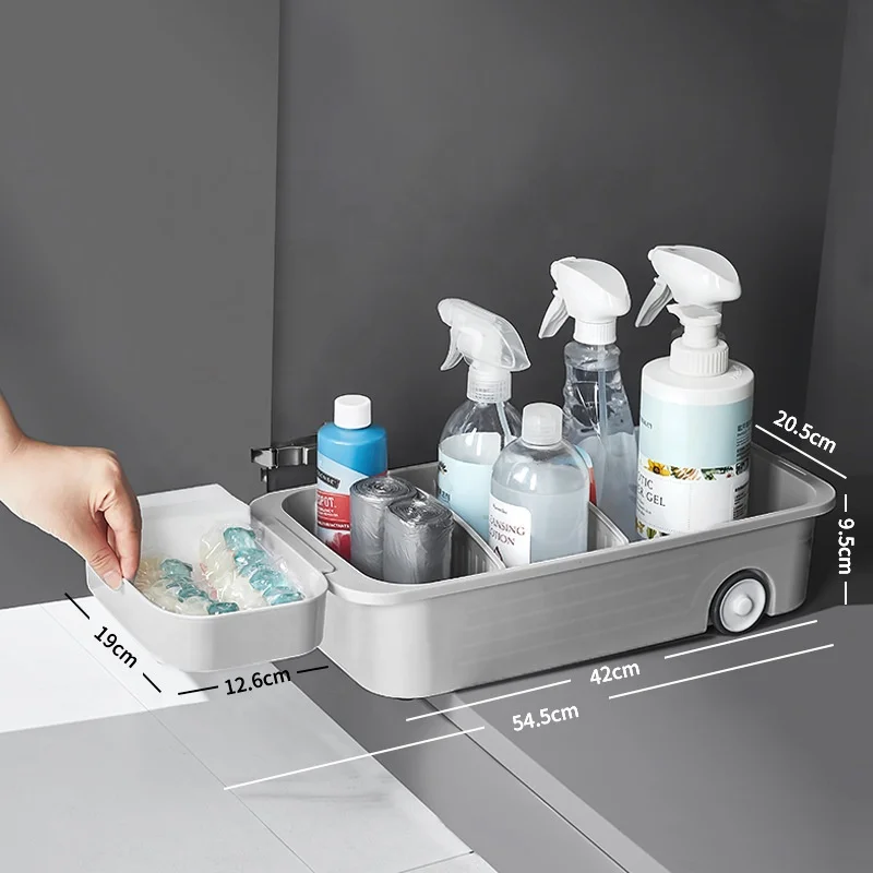 Cupboard Store Storage Caddy Trolley Pull Out Under Sink Organizer