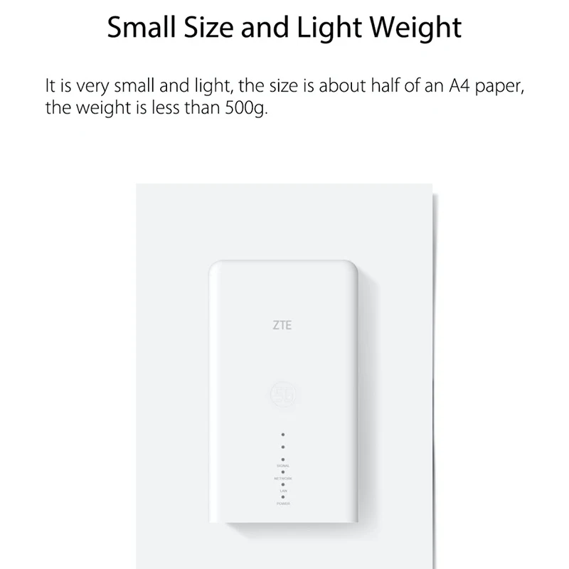 ZTE New Generation 5G Outdoor CPE MC889 SDX62 2.5G Gigabit POE RJ45 5G NSA+SA Sim Card 4G LTE Cat16 IP65 mmW WiFi Modem Router