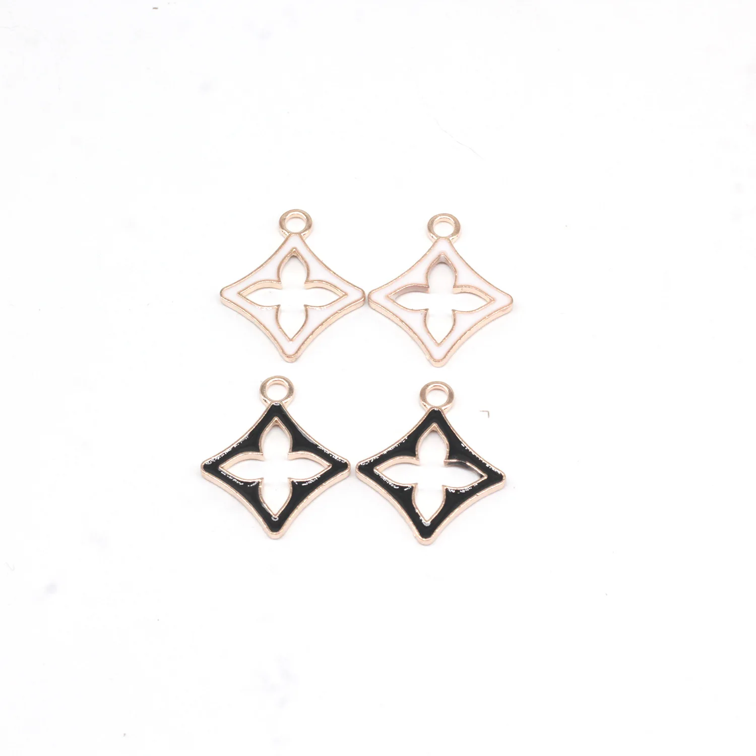 DIY Gold Plated  Zinc Alloy Diy Pendants Jewelry Making  Accessories Four Leaf Flower Enamel Enameled Clovers Pendant Charm