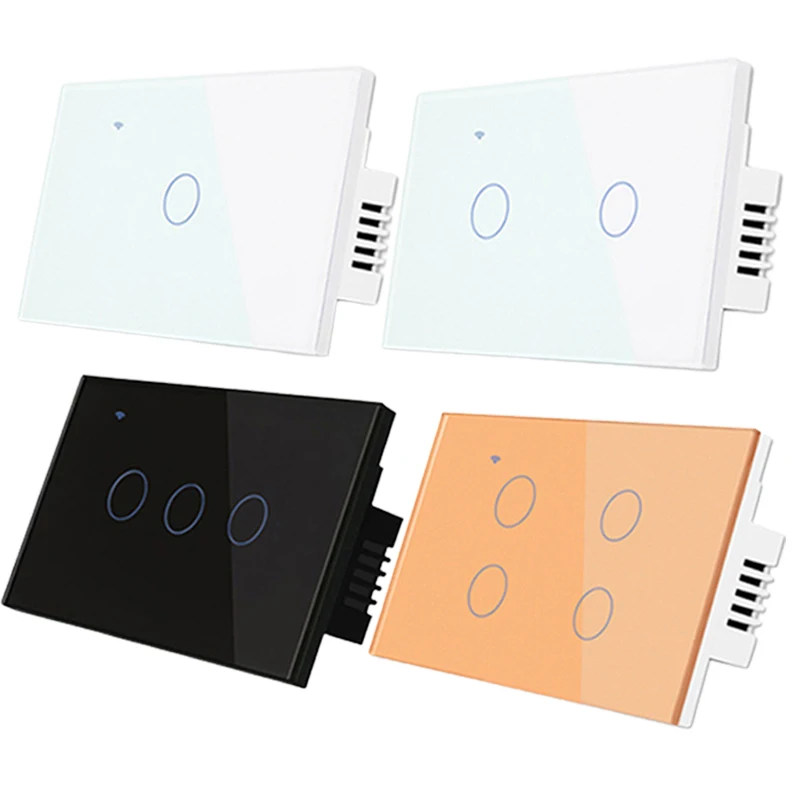 
1 2 3 4 Gang US Standard Electric Tuya Intelligent Smart Wifi Light Wall Touch Switch Glass Smart Home Appliances Solutions 