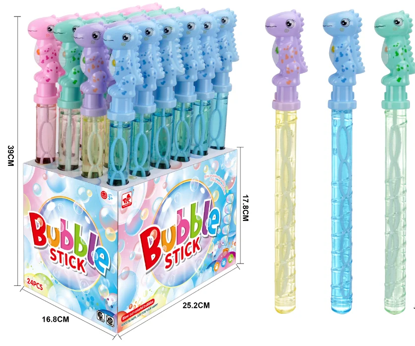 24 Pack Dinosaur Bubble Stick Wands Toys Bulk 2024 Outdoor Children Party Favors Soap Water Bubble Toy for Kids