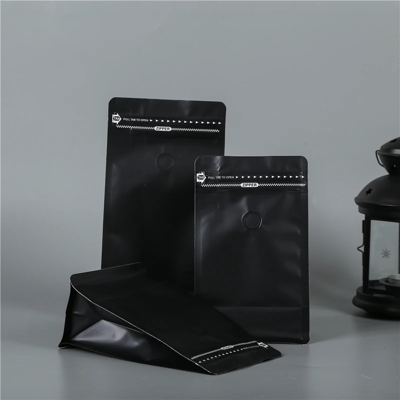 Wholesale 250g 500g 1kg Coffee Bean Pouch Aluminum Foil White Black Matte Plastic Zipper Valve Flat Bottom Bags For Coffee