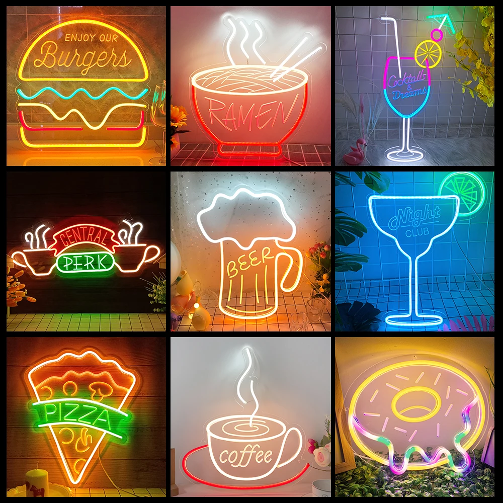 DIVATLA Customization Pizza Personalized Delicious Food Party&Fast Food Restaurant Wall Indoor Acrylic Led Light Neon Sign