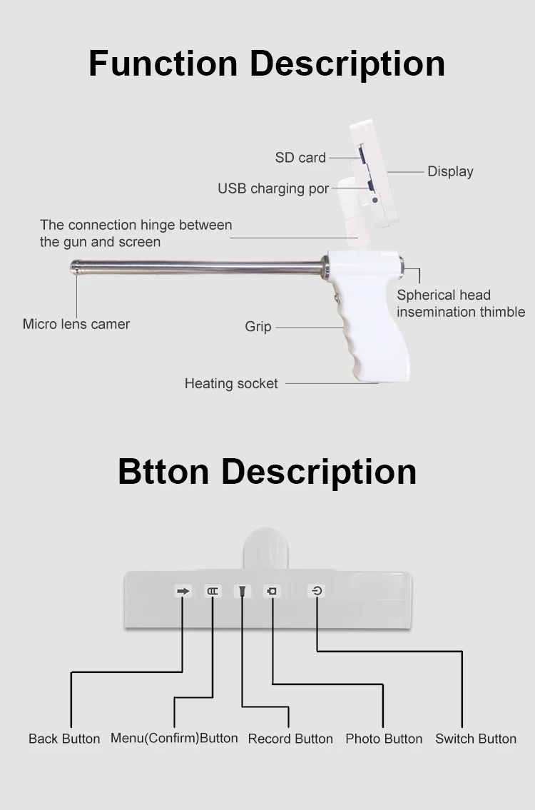 THR-AR300 Veterinary Insemination Instrument Ai Gun Artificial Insemination Gun with camera For Pig