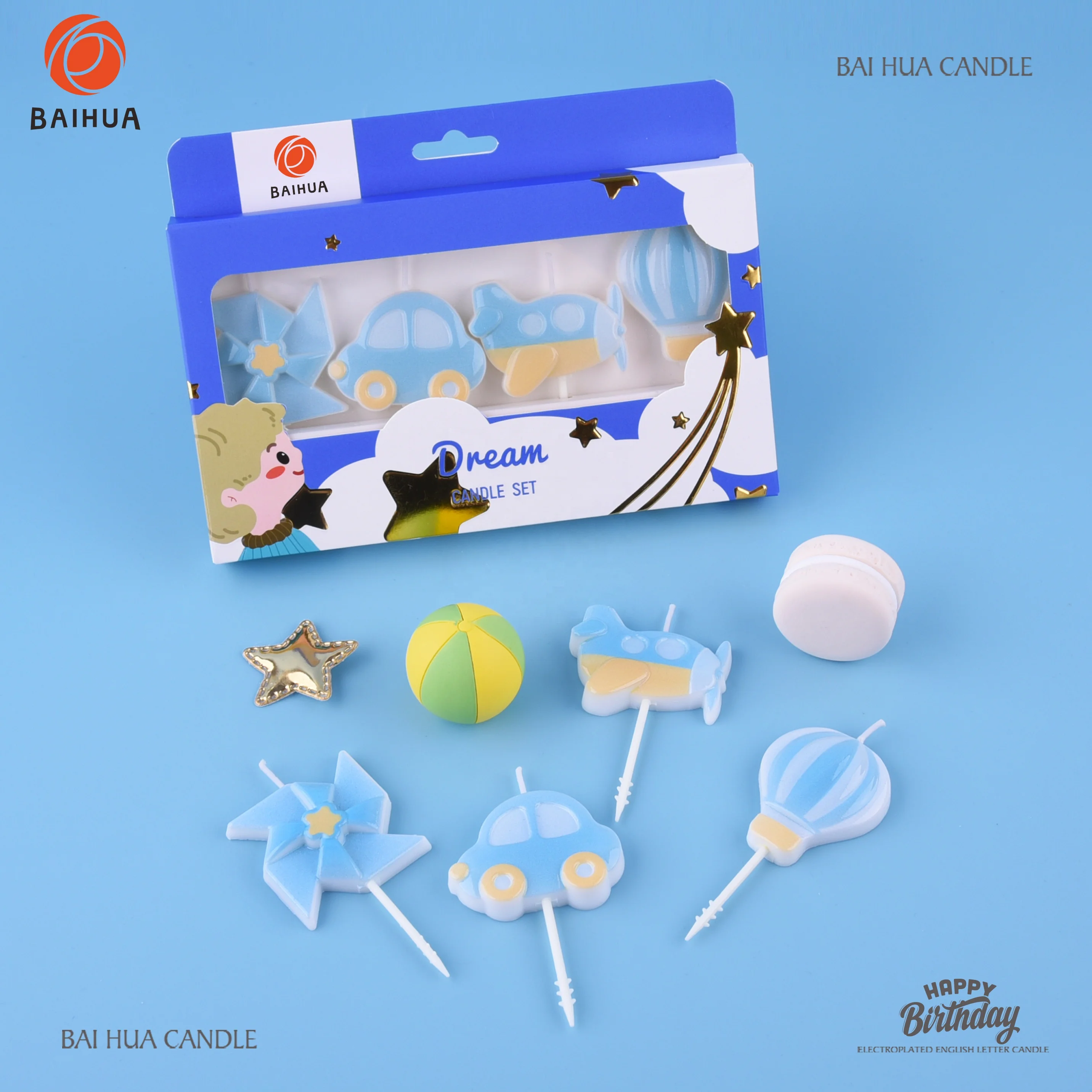 Factory direct custom made little boy themed 3D candles for young children