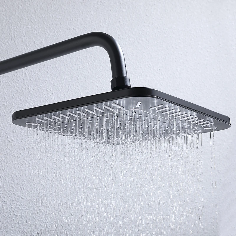 Hot Sale Matte Black Double Button Control Shower Fixtures with Shampoo Holder Shower Mixer Taps Faucets