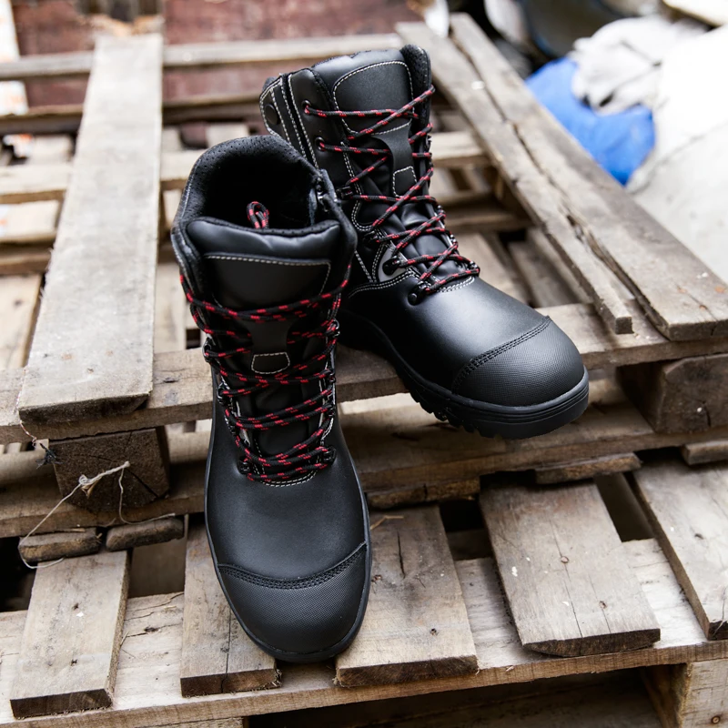 Wholesale Durable Security long shoes S3 waterproof steel toe work safety boots with zipper