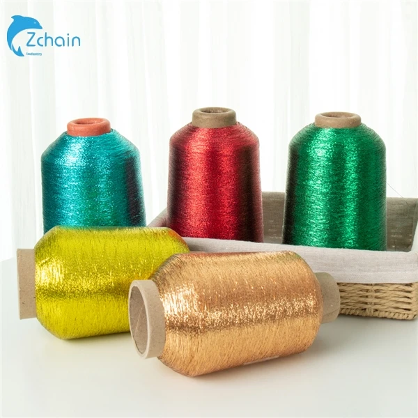 Free Sample Sparkle Metallic Knitting Thread Multicolor Polyester Lurex metal thread MX Type Metallic Yarn