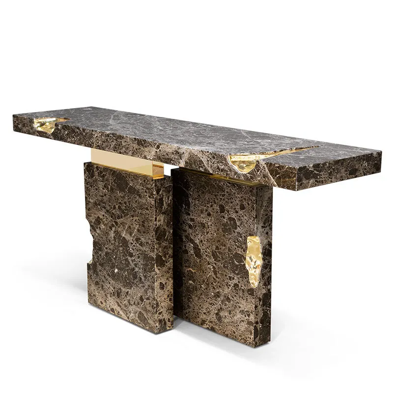 Bocadolobo Luxury White Natural Empire Marble Console Table Modern Design for Entry Villa Home Furniture