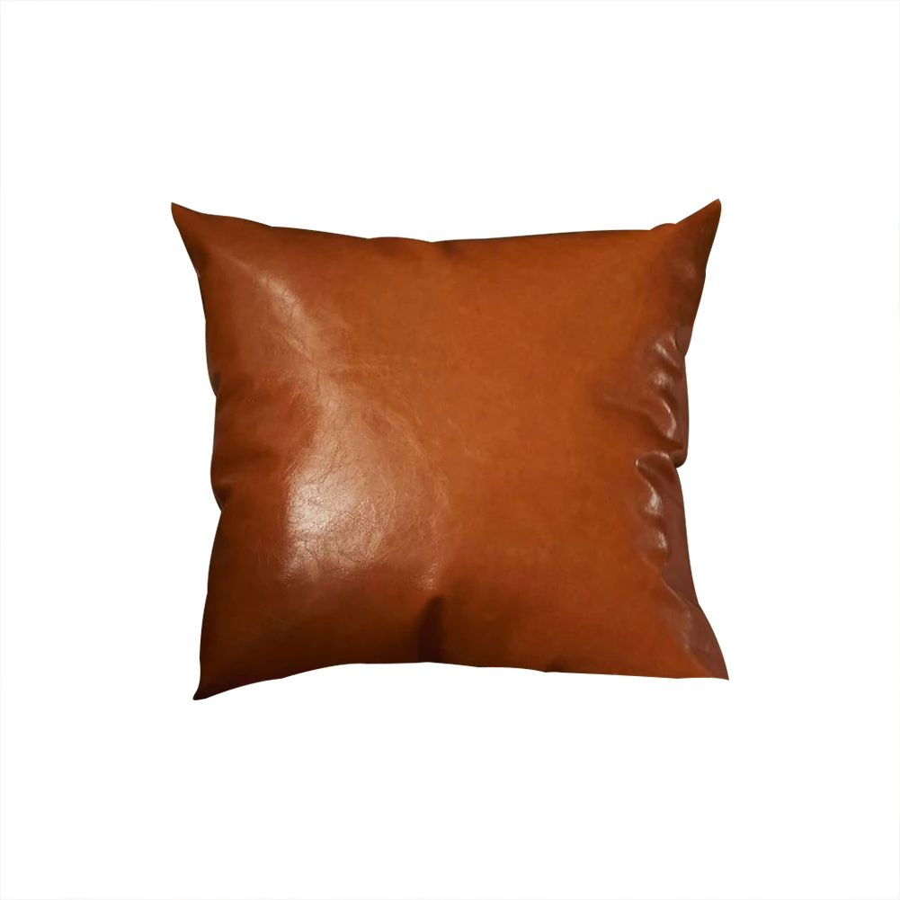 
Square Pillow Case Faux Leather Throw Pillow Case Cushion Cover for Home Office Car Decoration 