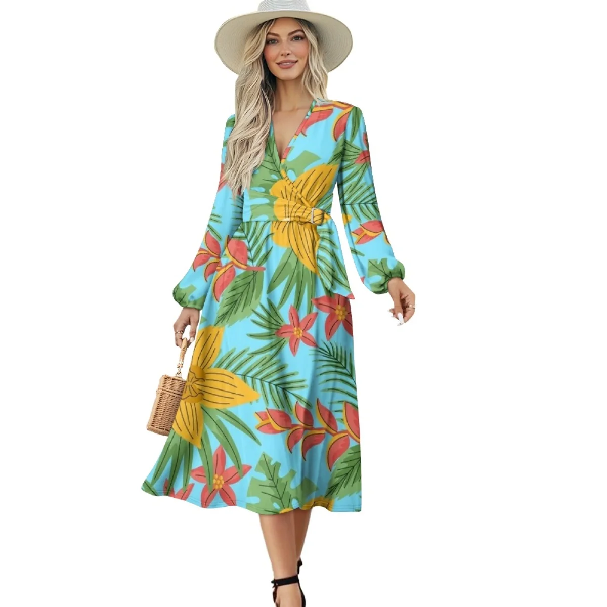 2024 Most Popular Spring Summer Flower Printed Hawaii Dress Design Your Own Image Fancy Dresses For Ladies Look Thin