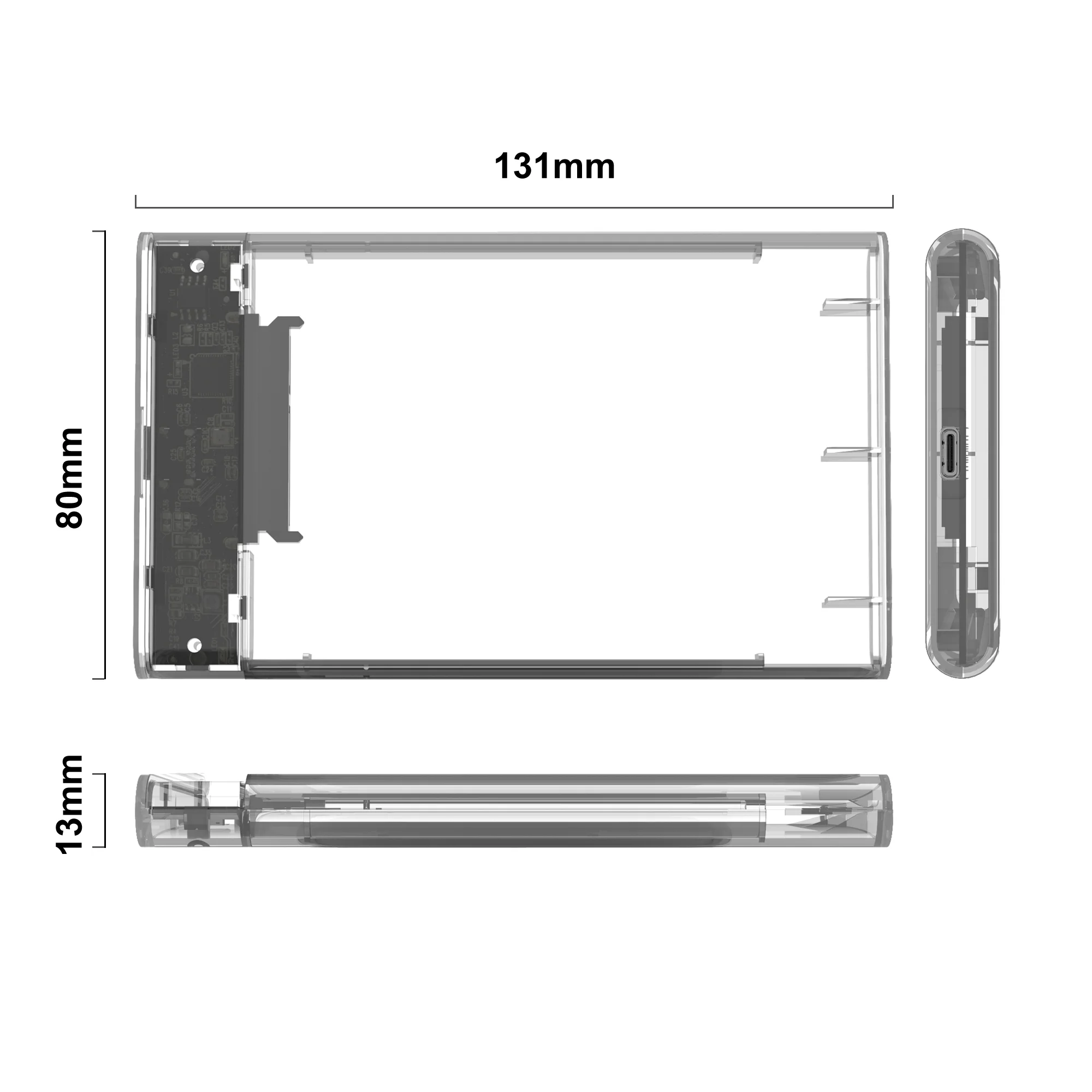  USB Type C полностью прозрачный корпус для жесткого диска 2 5 дюйма