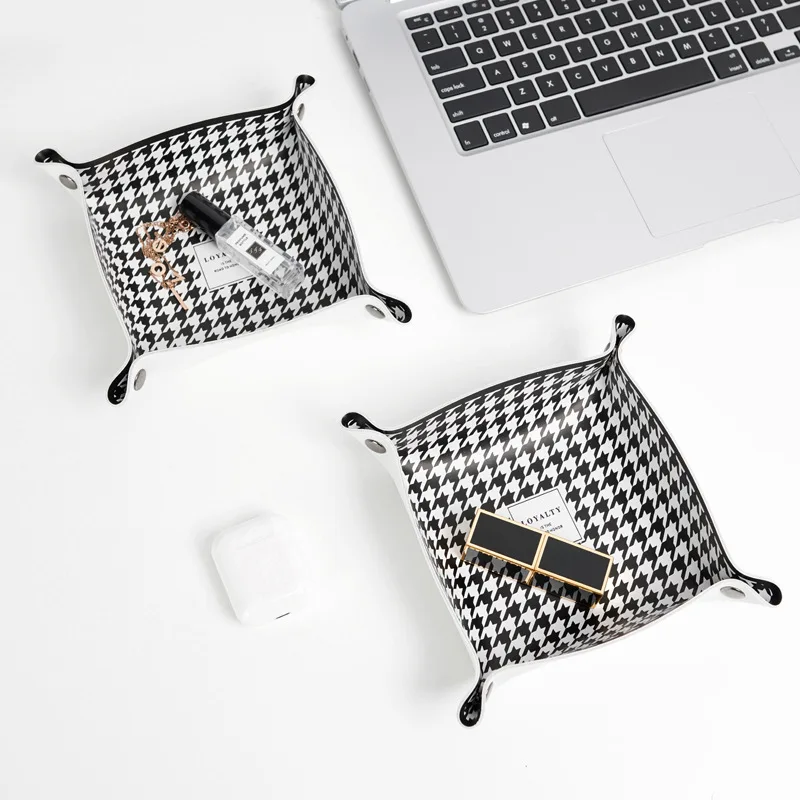 Подносы для ювелирных изделий под заказ в стиле INS, поднос для хранения косметики, кожаный поднос для ключей и игральных костей