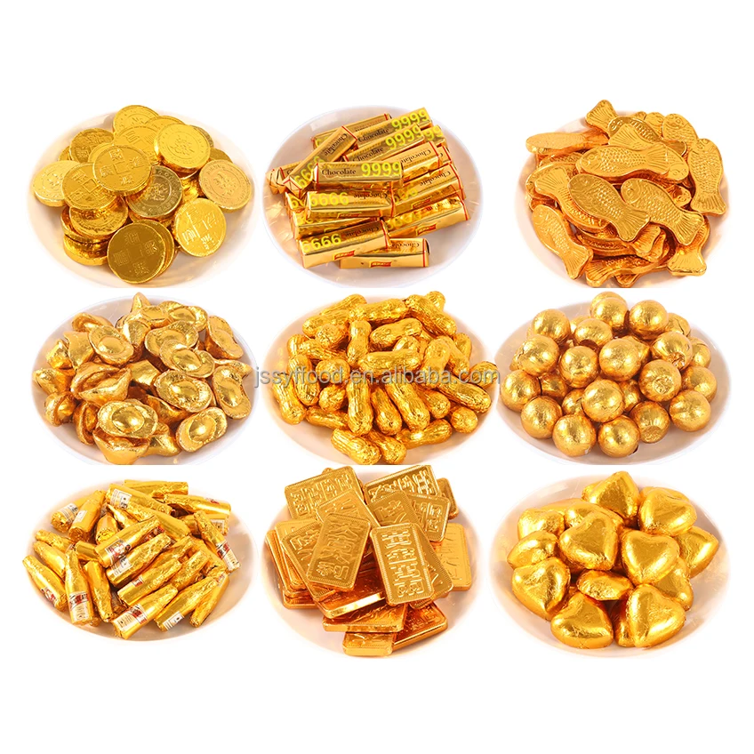 Chocolate manufacturer wholesale customized various shapes Halal milk Chocolate ingots Gold coin
