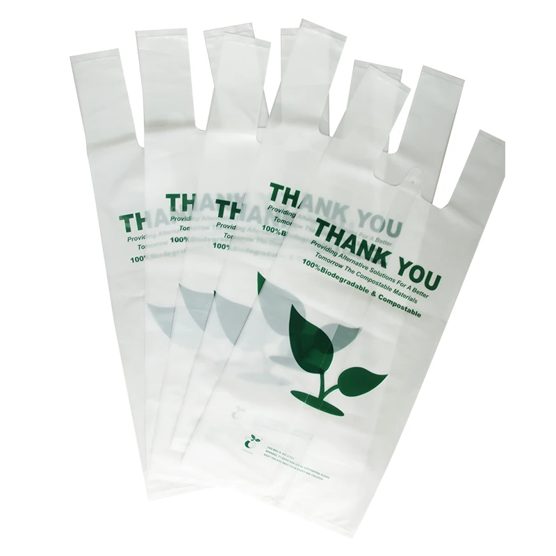 
100% biodegradable cornstarch EN13432 certificated eco supermarket compostable shopping bags 