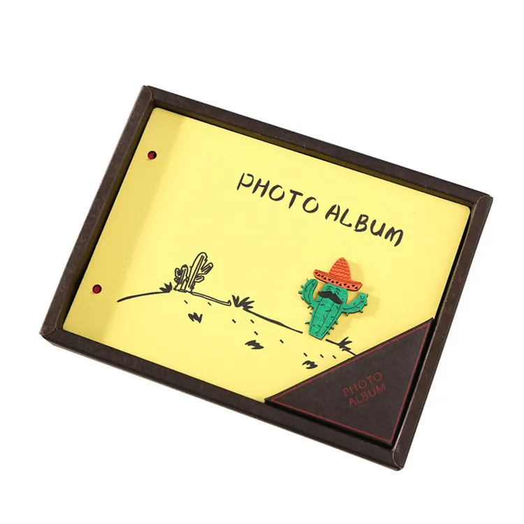 21.8*16cm 30 Sheets 350gsm Black Paperboard Wood Scrapbook Wooden Cover Photo Albums Book Online Photo to Album Maker