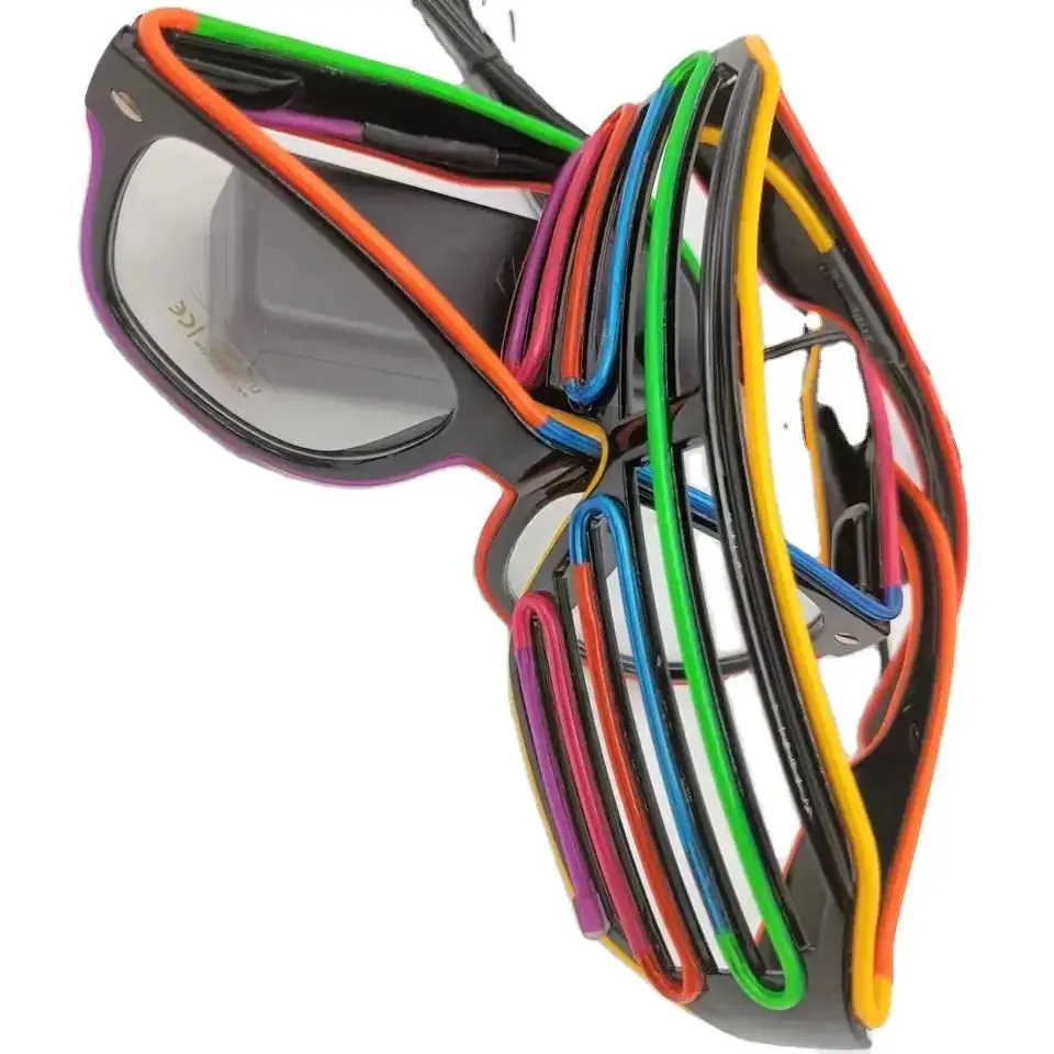 Newest Multi-Color LED Party Glasses with EL Wire Lighting PVC Material Flashing Numbers Shape for Easter and Christmas Raves