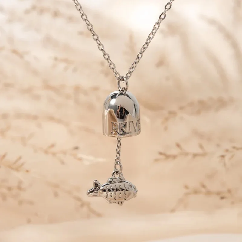 2024 New arrival gold plated Ocean Fish Letter Wind Chime Geometric Pendant Necklace for women