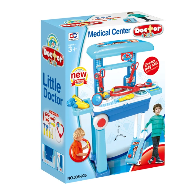 Kids simulation medical equipment cart toys doctor box luggage suitcase walking doctor toys play sets