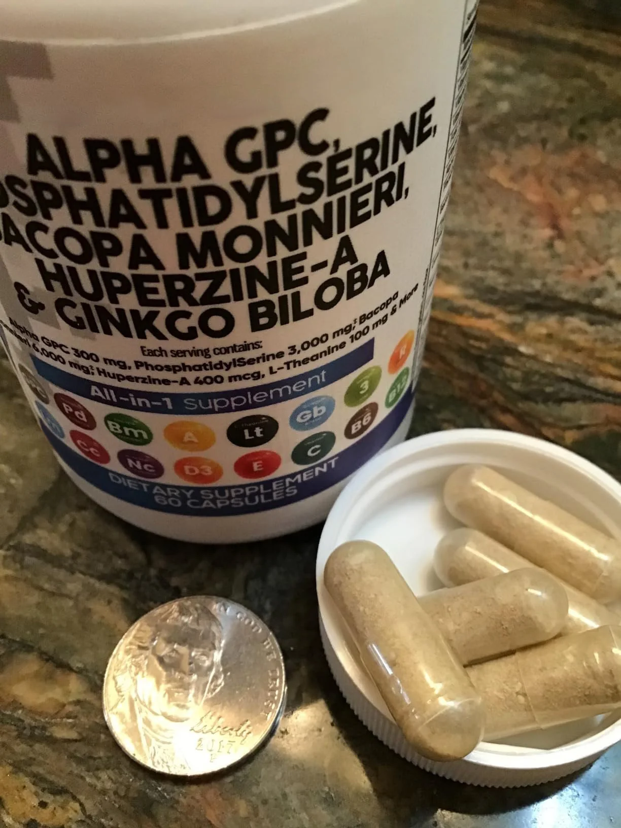 Alpha GPC Capsule ALL IN ONE Phosphatidylserine Bacopa Monnieri Huperzine-A Ginkgo Biloba Capsules